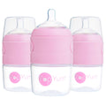 PopYum 5oz Anti-Colic Baby Bottle for Breast and Formula Feeding, 3-Pack, Pink, #1 Slow Flow Nipples