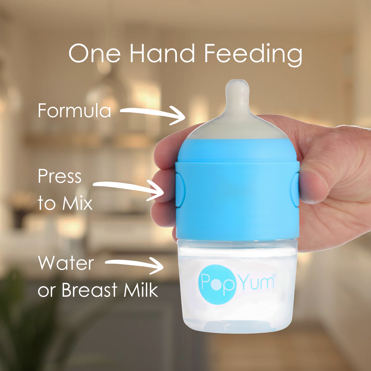 PopYum Baby Bottle Starter Set for Breast and Formula Feeding, 4-Pack, Blue, 2x 5oz Bottles (150ml) + 2x 9oz Bottles (260ml)