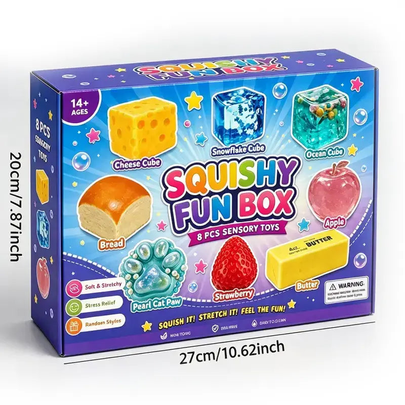 8PCS Squishy Sensory Toys Set, Soft Squeeze Fidget Toys, Stress Relief Toys for Kids and Adults