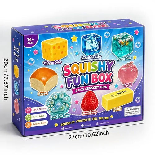 8PCS Squishy Sensory Toys Set, Soft Squeeze Fidget Toys, Stress Relief Toys for Kids and Adults