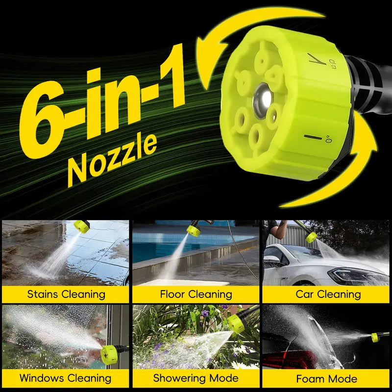 SEESE Cordless Pressure Washer Gun, 1000 PSI Portable Electric Washer for Vehicle, Driveway & Deck - Ergonomic Handle Design with 30min Runtime & 6-in-1 Nozzle toolupgrade