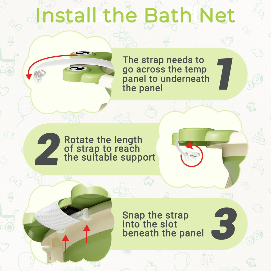 Baby Bathtub, Collapsible Newborn Bathtub for Infant to Toddler 0-24 Months with Soft Cushion and Thermometer,Portable Travel Newborn Tub with No-Slip Feet, Baby Shower Gifts,Green