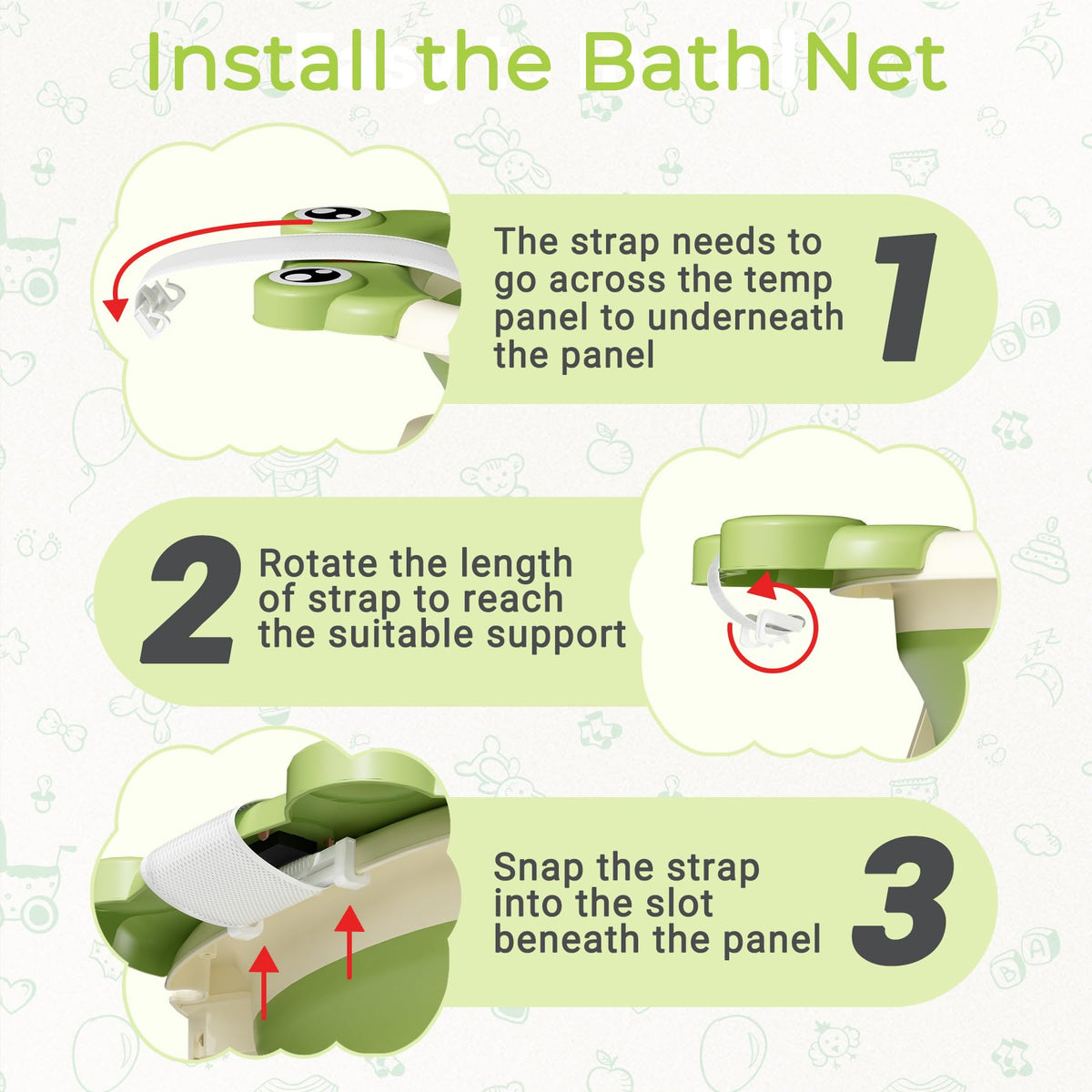 Baby Bathtub, Collapsible Newborn Bathtub for Infant to Toddler 0-24 Months with Soft Cushion and Thermometer,Portable Travel Newborn Tub with No-Slip Feet, Baby Shower Gifts,Green