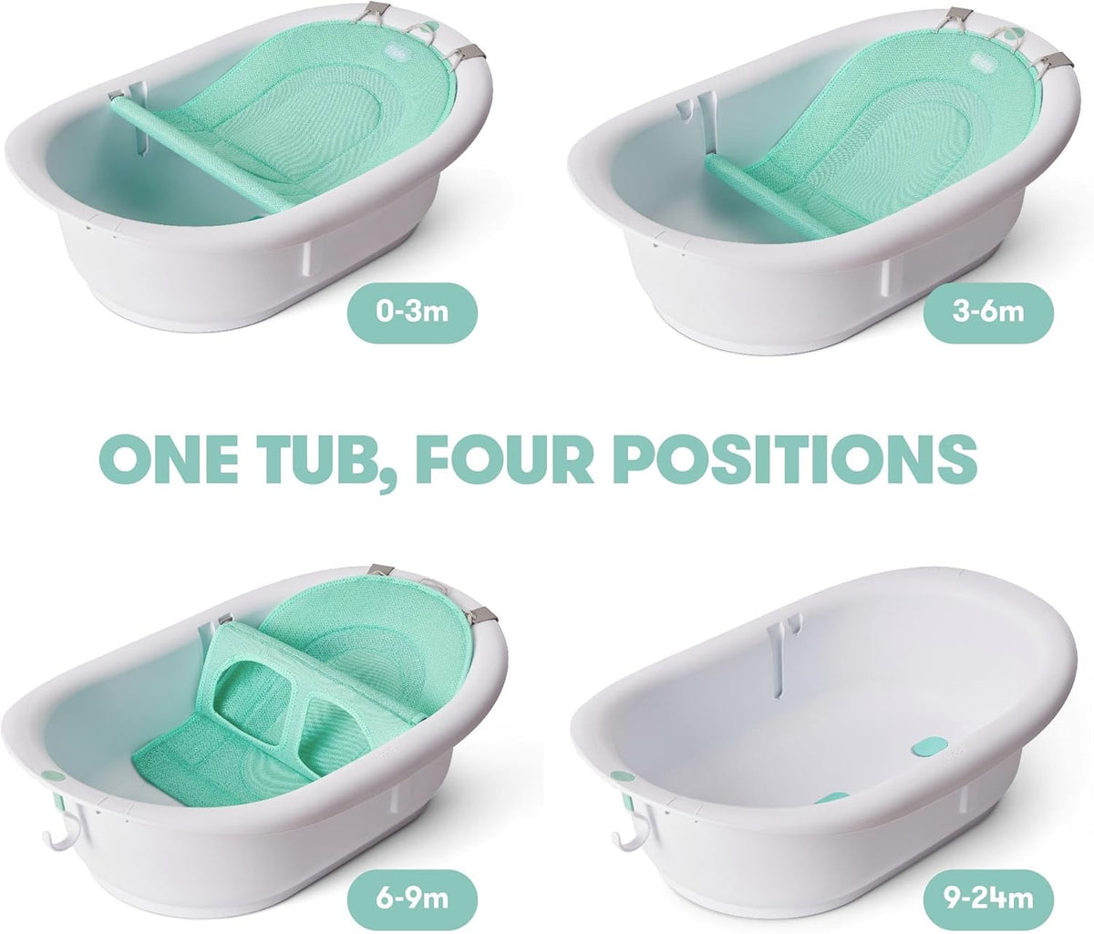 Frida Baby 4-in-1 Grow-with-Me Baby Bathtub, Baby Tub for Newborns to Toddler with Removable Bath Seat & Backrest for Bath Support in Tub