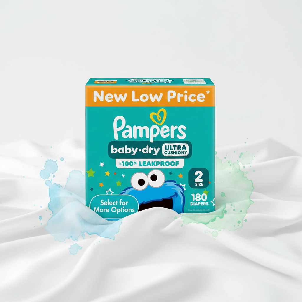 Pampers Baby-Dry Ultra Cushiony Diapers Size 2, 180 Count