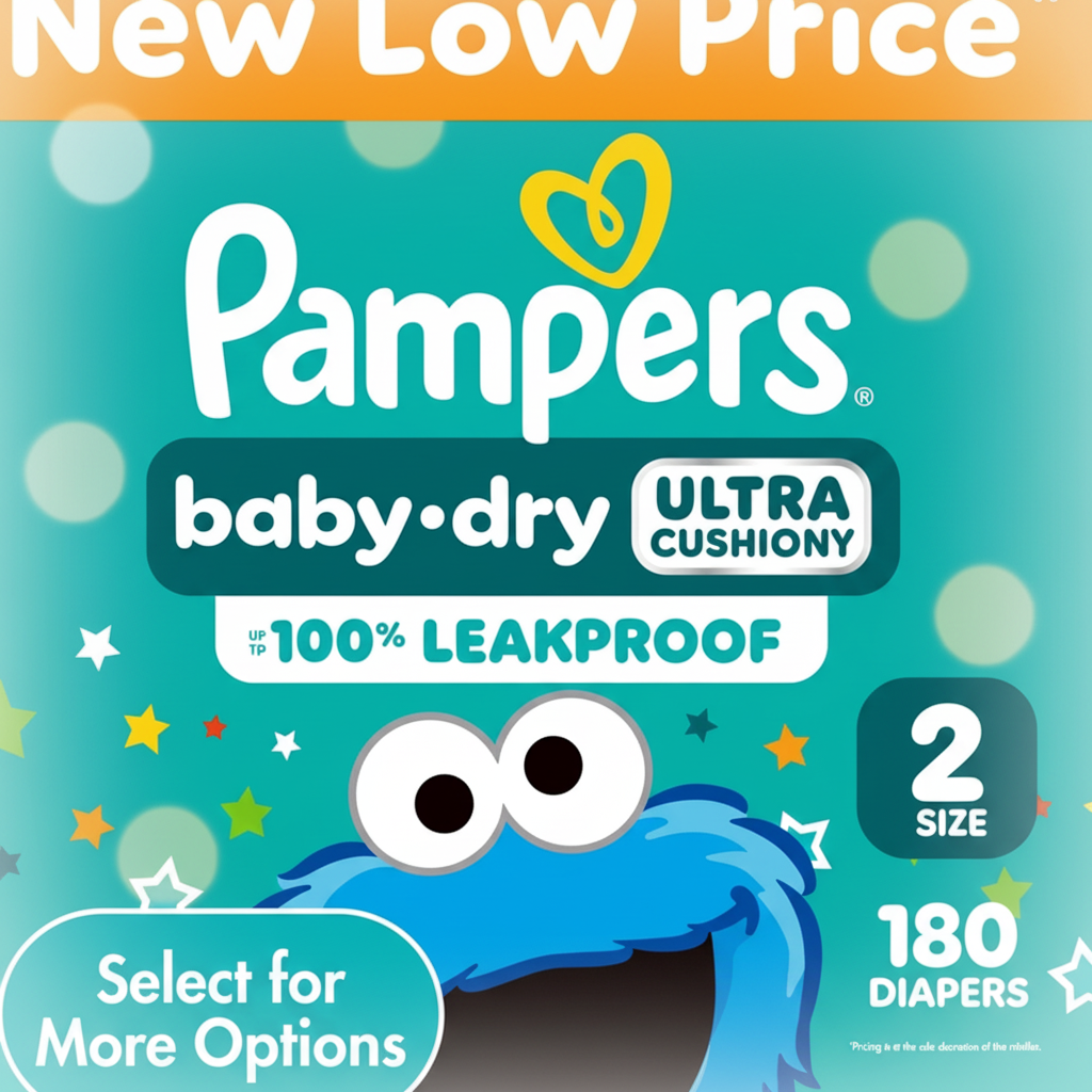 Pampers Baby-Dry Ultra Cushiony Diapers Size 2, 180 Count