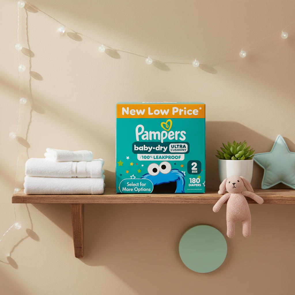 Pampers Baby-Dry Ultra Cushiony Diapers Size 2, 180 Count