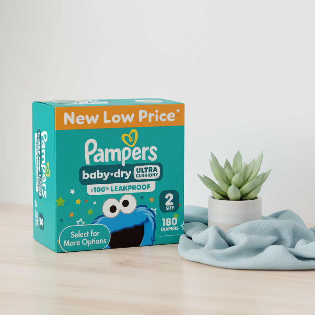 Pampers Baby-Dry Ultra Cushiony Diapers Size 2, 180 Count