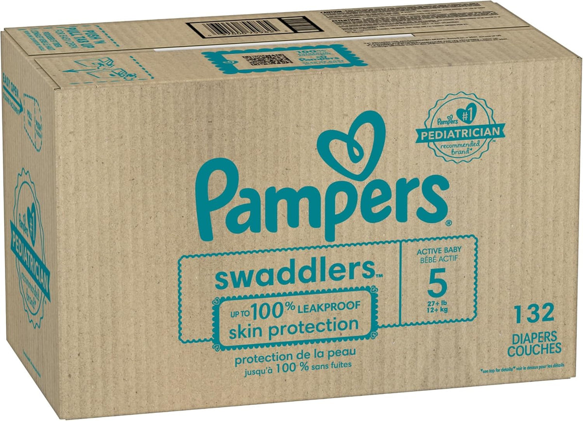 Pampers Baby Diapers - Swaddlers - Size 5, 132 Count, Ultra Absorbent Disposable Infant Diaper