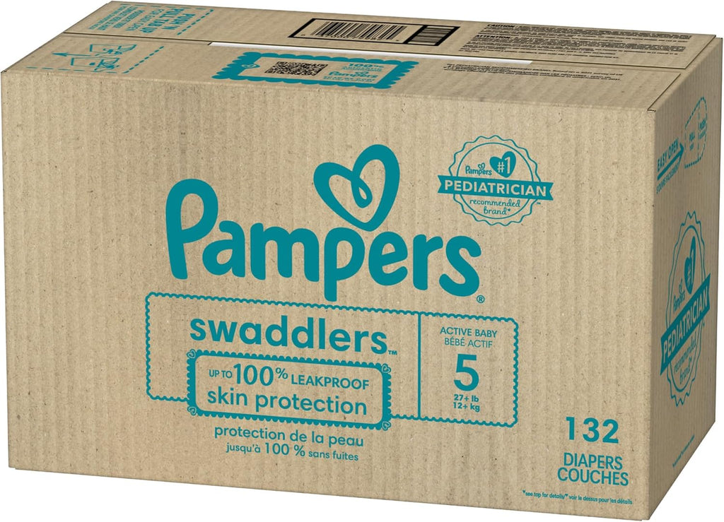 Pampers Baby Diapers - Swaddlers - Size 5, 132 Count, Ultra Absorbent Disposable Infant Diaper