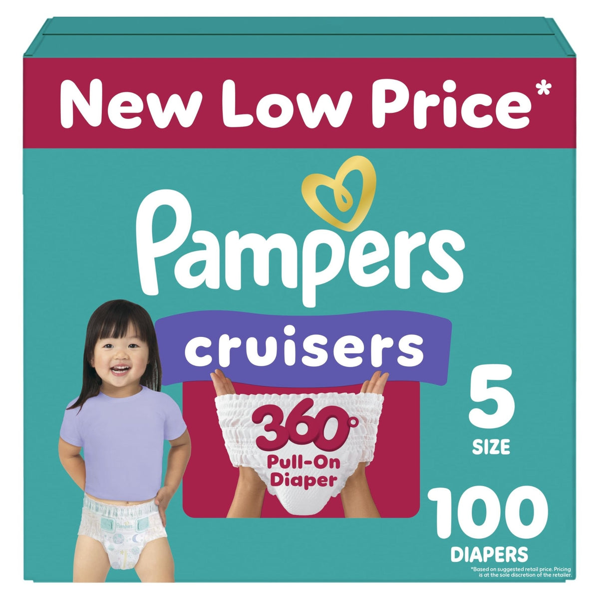 Pampers Diapers - Cruisers 360 - Size 5, 128 Count, Babyproof up to 100% Leakproof Pull-On Diaper